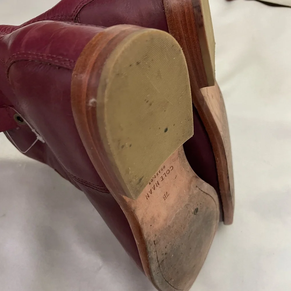 Cole Haan burgundy leather Zillie boots womens 7B booties euc - Picture 8 of 11